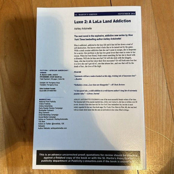 Luxe 2: A LaLa Land Addiction by Ashley Antionette - Advance Uncorrected Proof - Picture 3 of 9